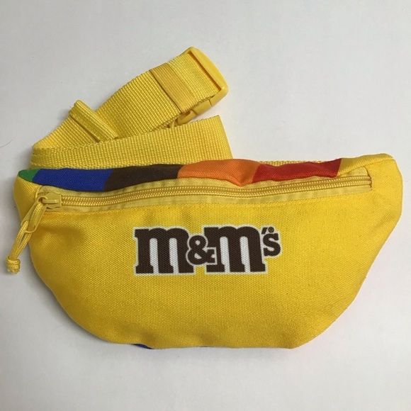 M&M’s Candy Fanny Pack Sling Belt Purse Yellow Rainbow Adjust Zip Adult Travel - Picture 4 of 13